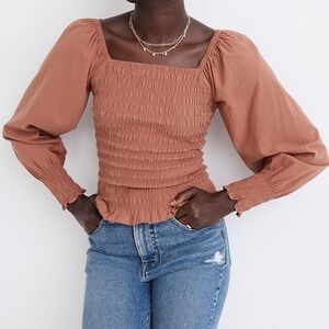 Madewell Lucie Bubble Sleeve Smocked Top